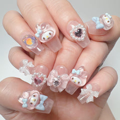 NLSJMP handmade acrylic nails pink, secure fit for all-day wear.