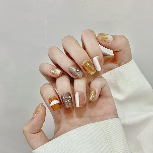 NLSJMP press-on nails kit showing 10 pieces in size S for quick wear