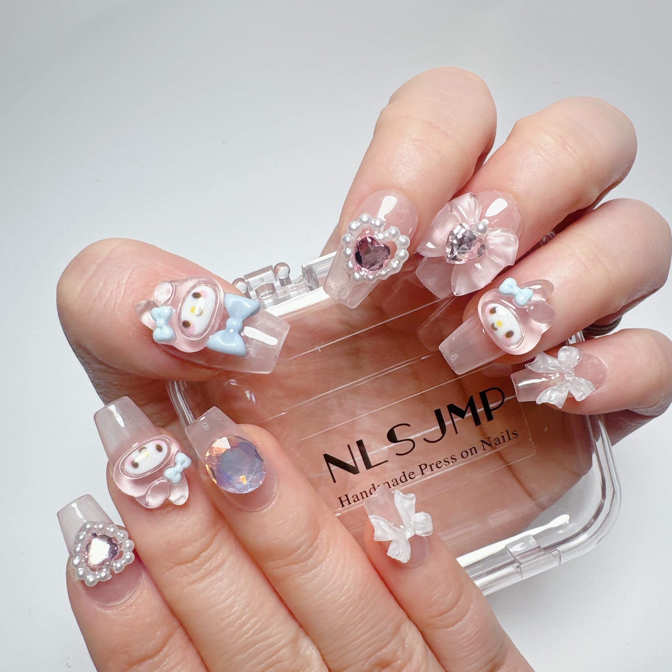NLSJMP rabbit kawaii design nails close-up adds playful style.