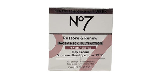 No. 7 Restore and Renew night cream jar for firmer, smoother skin by night.