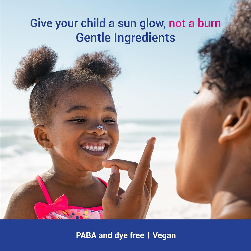 NO-AD Kids SPF50 lotion packaging highlighting vegan, paraben-free formula for daily use.