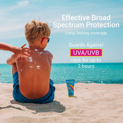 NO-AD Kids SPF50 bottle, water-resistant for swimming and splash-rich days.