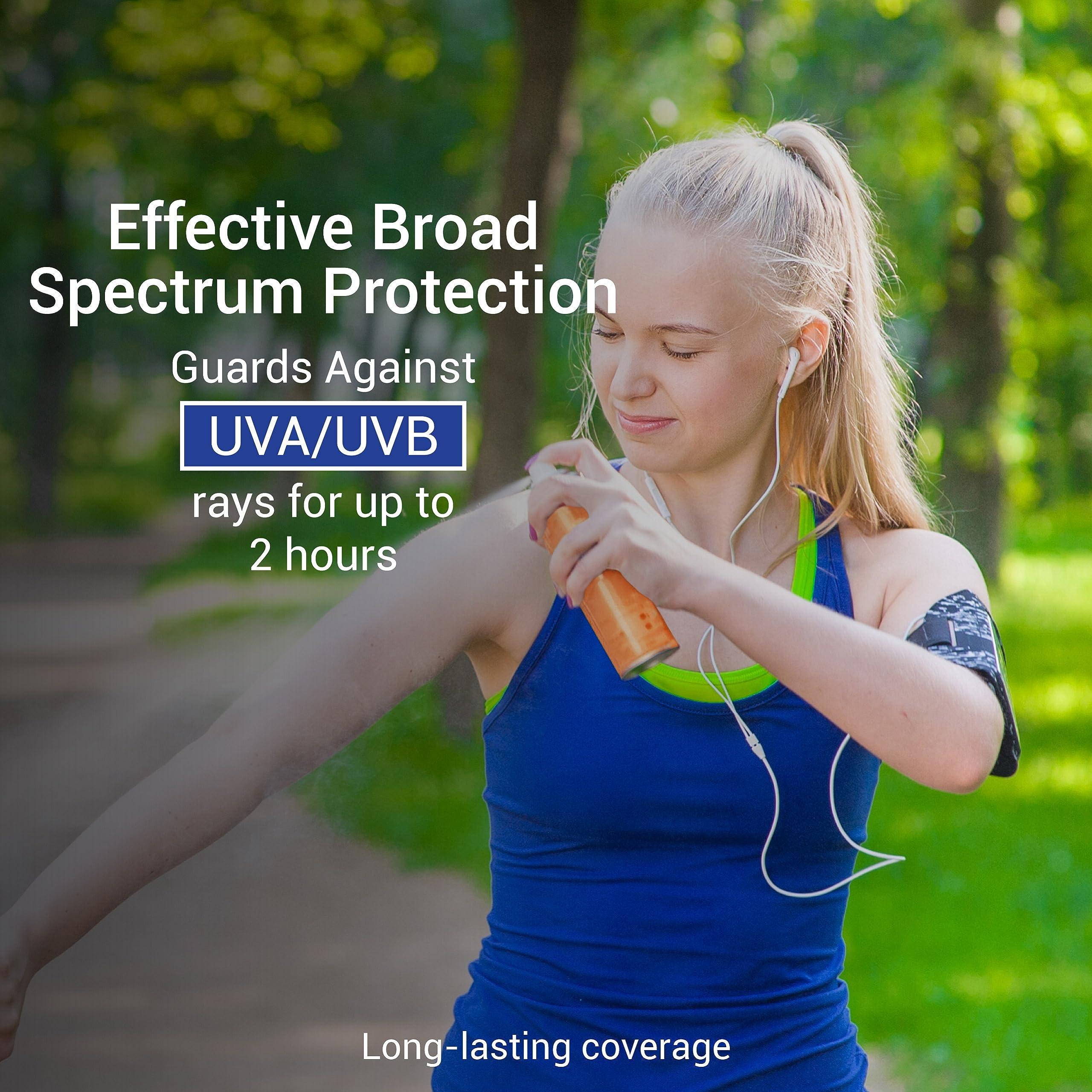 NO-AD Sport SPF 50 spray translucent formula for clear, streak-free wear.
