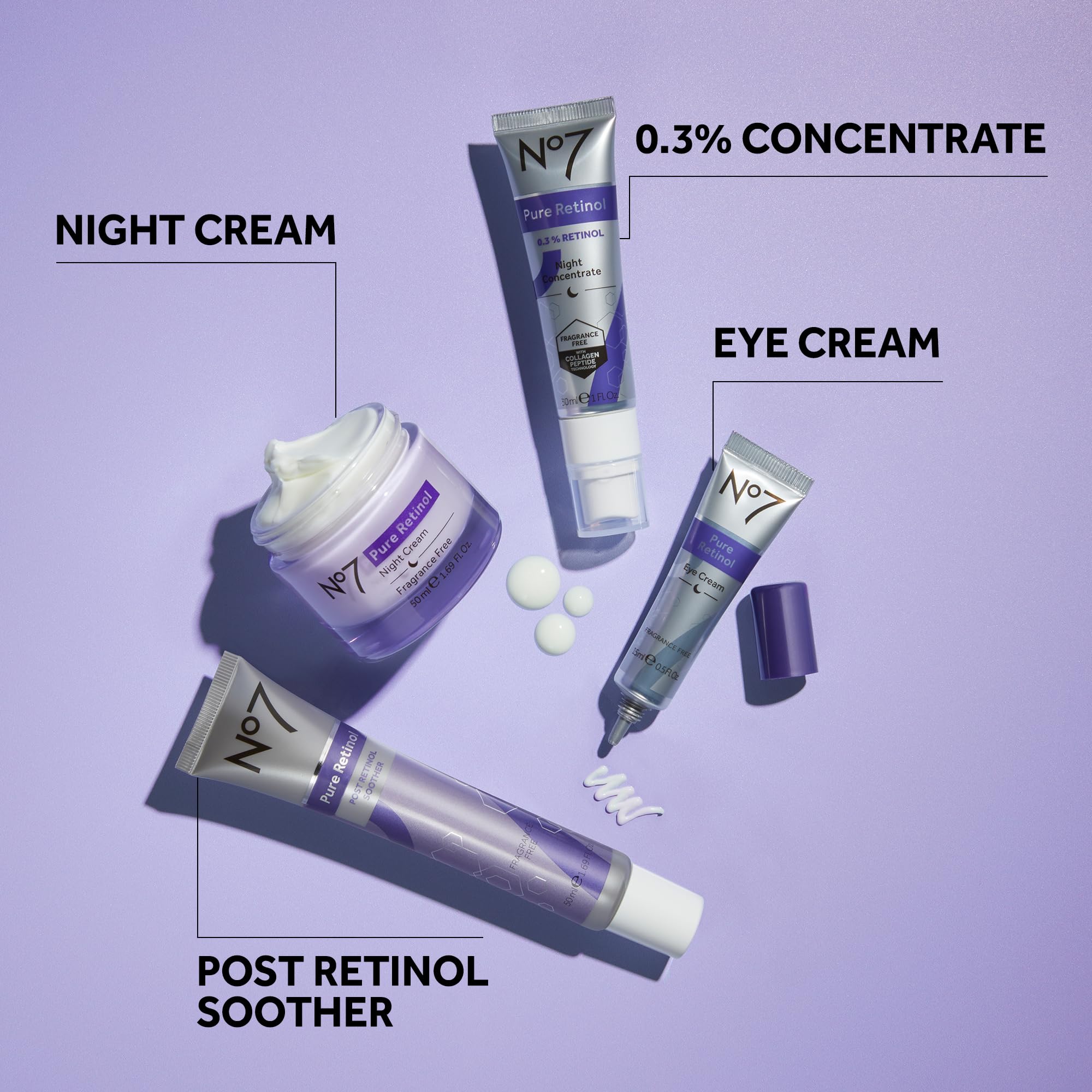 Close-up of pores appearing refined with No7 retinol serum.