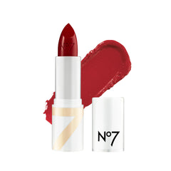 No7 Age Defying Lipstick Soft Cherry tube front offering hydrating satin color