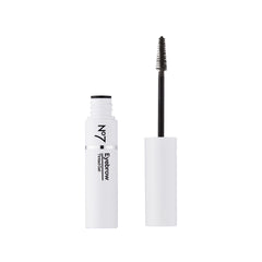 Curved wand close-up delivering precise brow shaping with No7 gel.