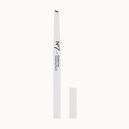 No7 brow pencil with angled spoolie brush for effortless combing and shaping.