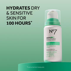 Close-up of No7 Derm Solutions cream texture highlighting rich, soothing formula