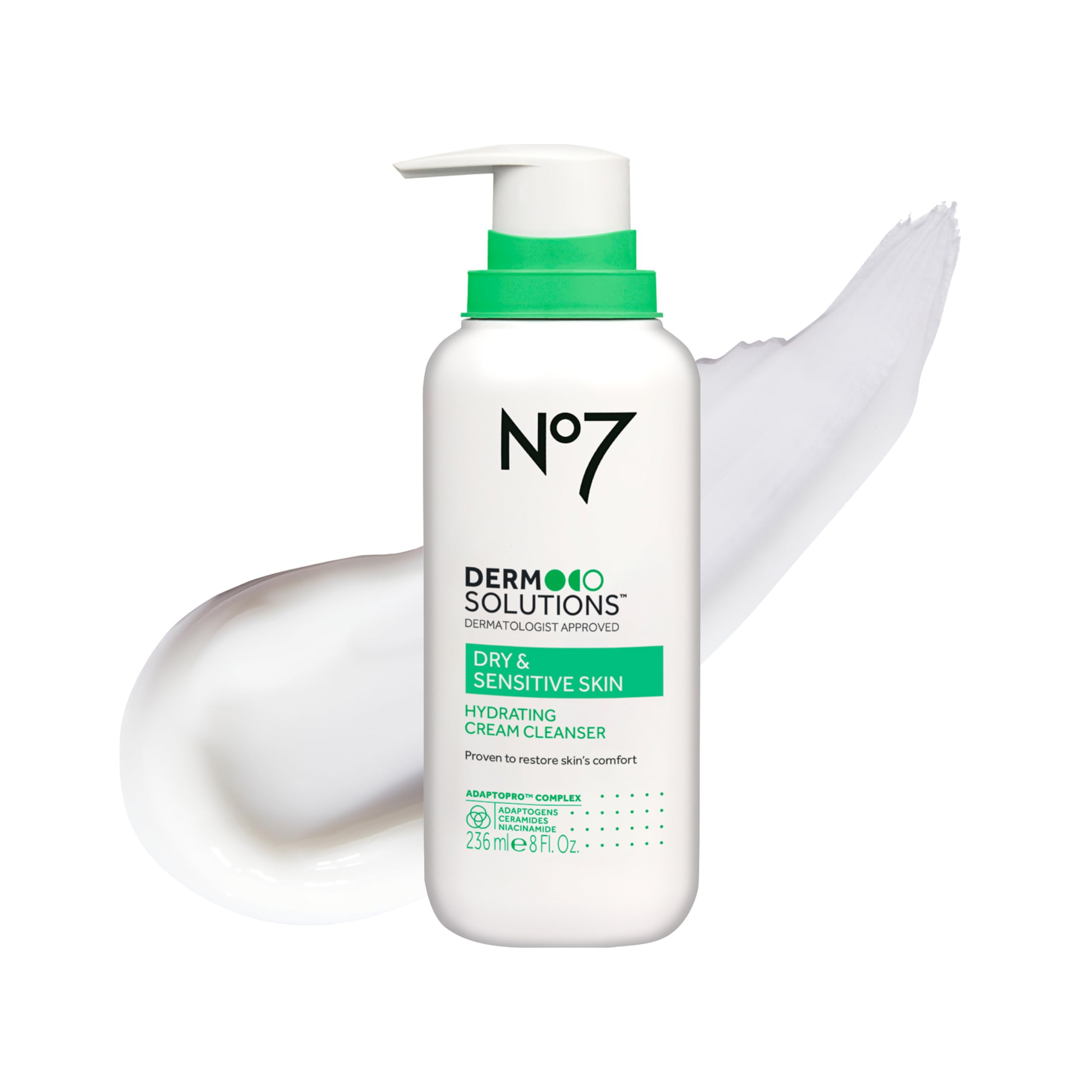 No7 Derm Solutions Hydrating Cleanser bottle shown for daily gentle cleansing ideal for dry skin