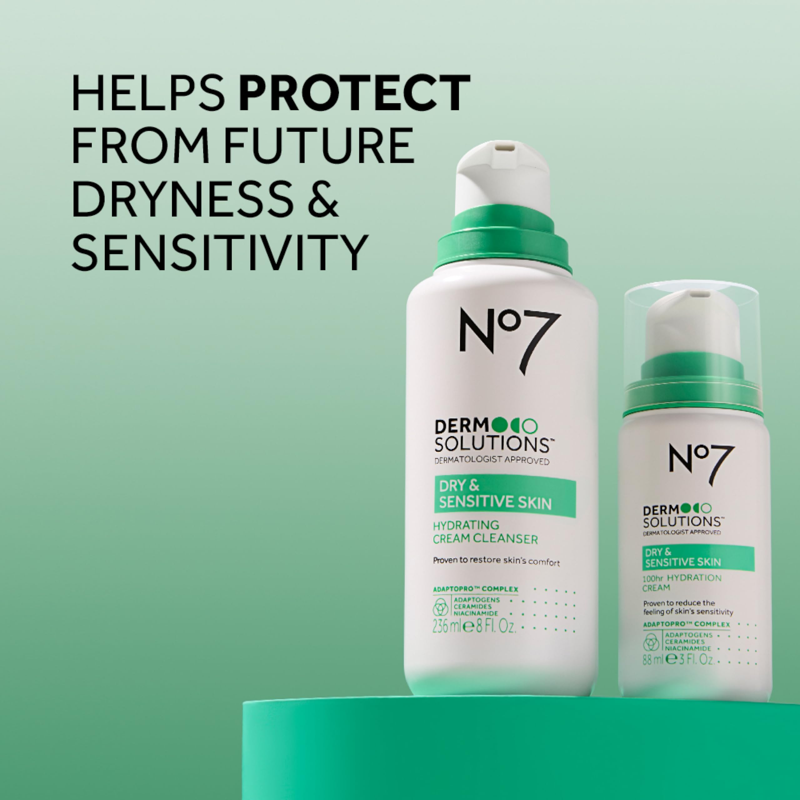 No7 Derm Solutions Hydrating Cleanser applied on damp skin demonstrates gentle cleansing and hydration