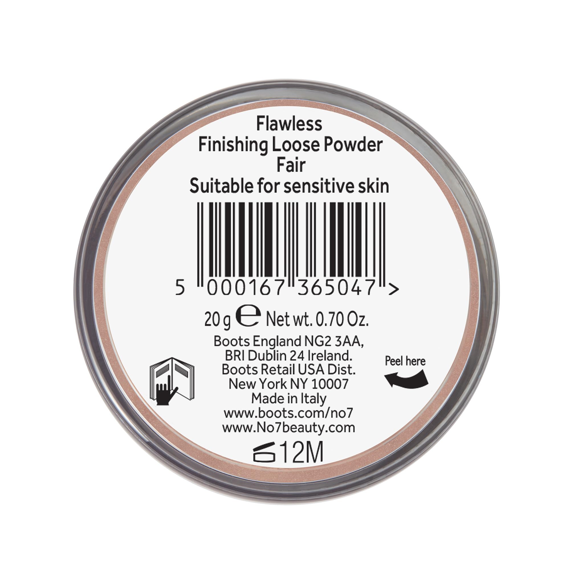 No7 Flawless Finish loose powder matte finish with airy texture.