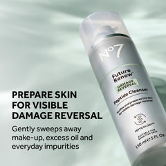 No7 Future Renew Cleanser texture close-up highlighting light, gentle lather.