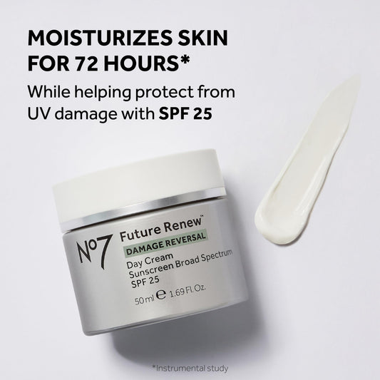 No7 Future Renew texture swatch highlights lightweight, non-greasy hydration for dry skin