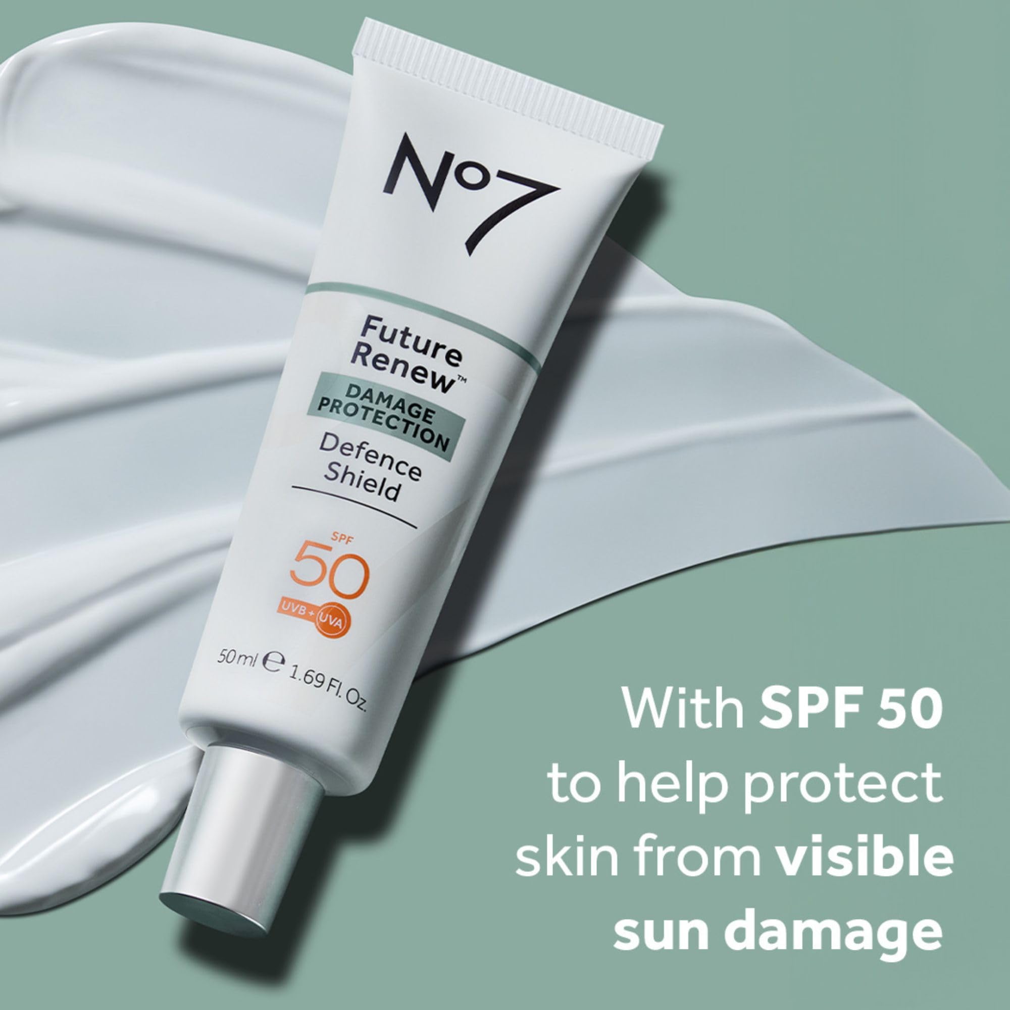 No7 Future Renew Defense Shield texture shows lightweight formula ideal for daily wear.