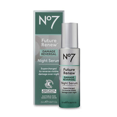 No7 Future Renew Night Serum bottle, ideal for overnight skin repair.