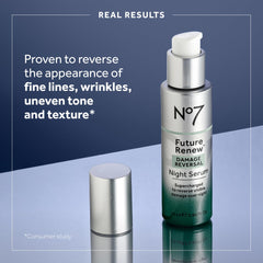 No7 Future Renew Night Serum packaging close-up.
