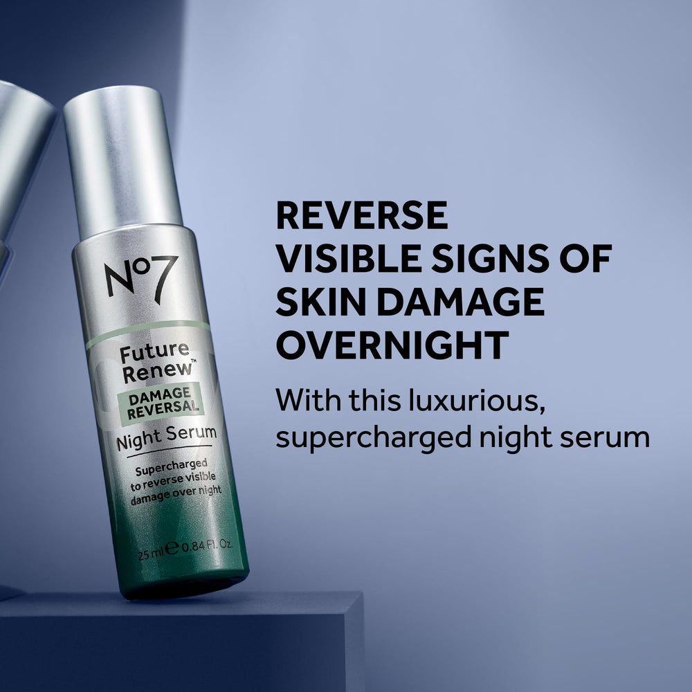 No7 Future Renew Night Serum texture close-up for a silky, smooth finish.
