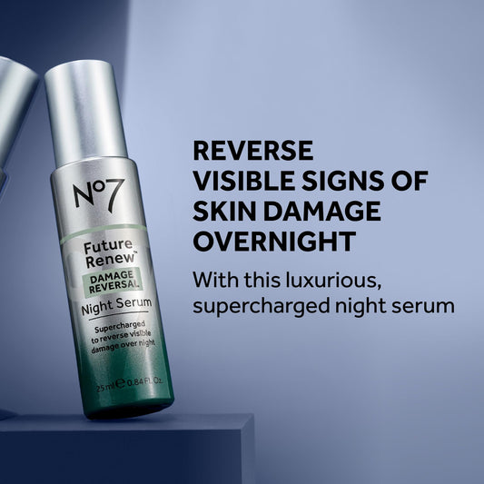 No7 Future Renew Night Serum texture close-up for a silky, smooth finish.