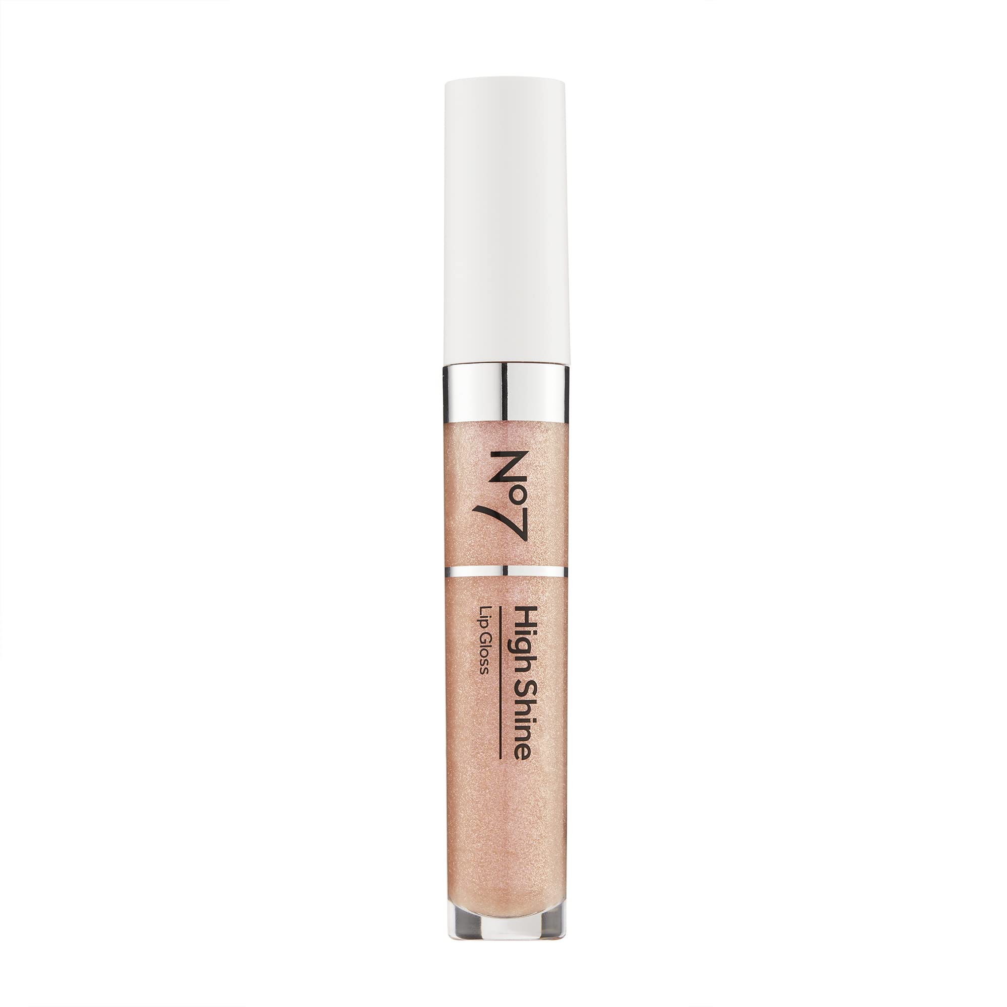 No7 High Shine Lip Gloss Sparkling Rose bottle delivering hydrating shine