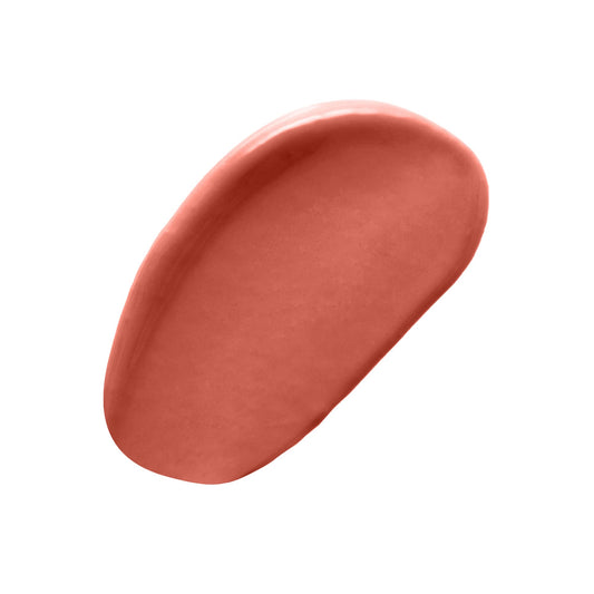 No7 HydraLuminous lip balm swatch showing nude tint and subtle shine.