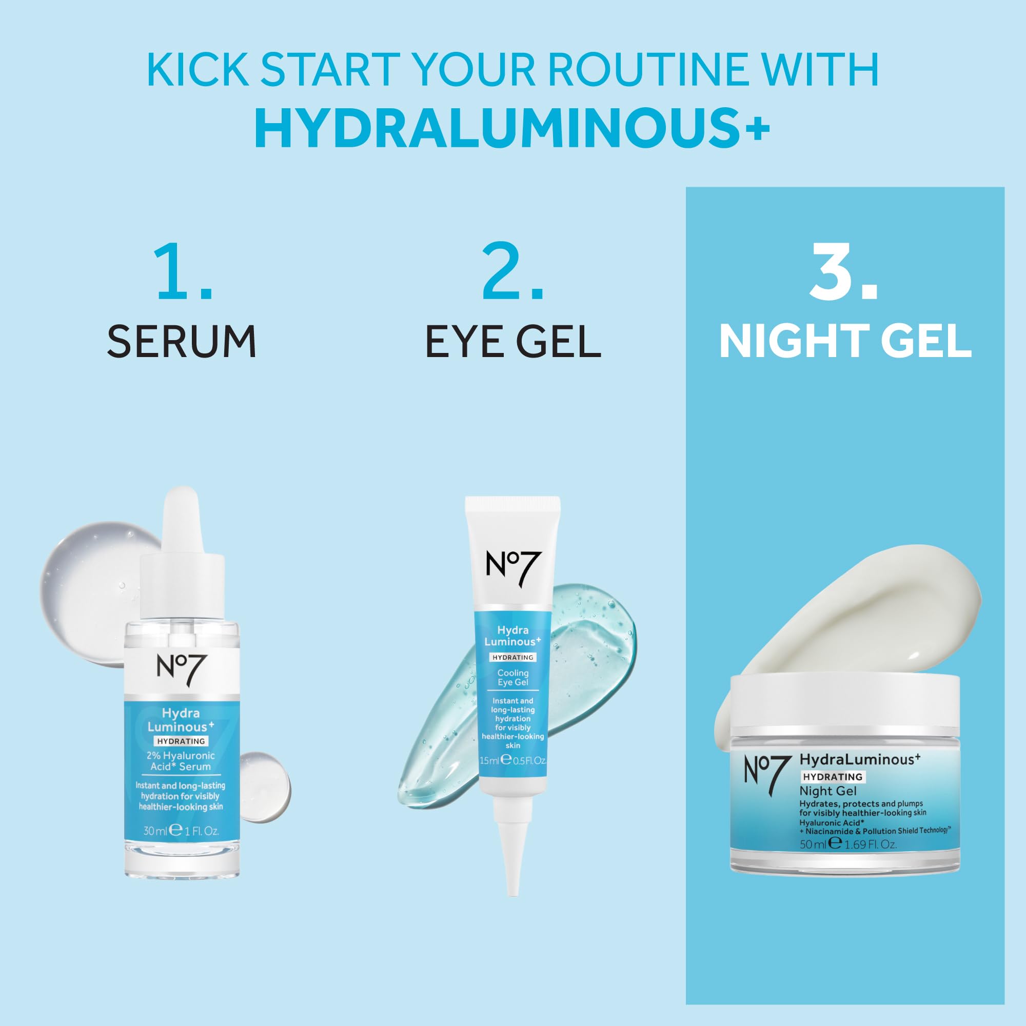 No7 HydraLuminous+ 5% niacinamide supports barrier integrity.
