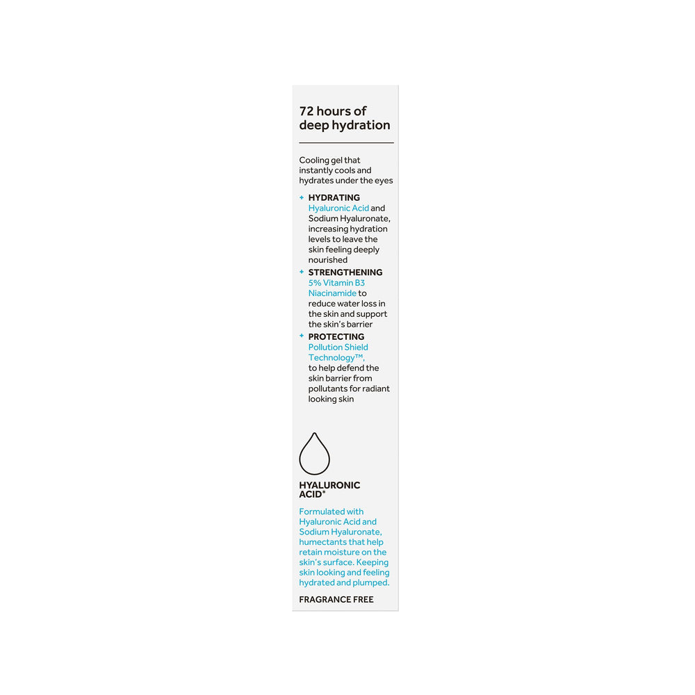 No7 HydraLuminous+ 72-hour hydration graphic illustrating long-lasting moisture.
