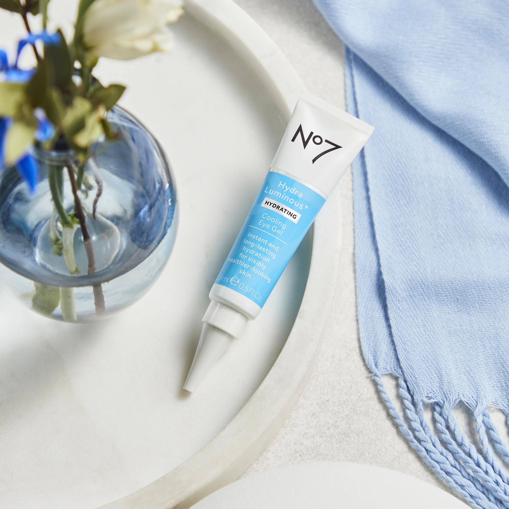 No7 HydraLuminous+ Pollution Shield protects eye-area skin from pollutants.