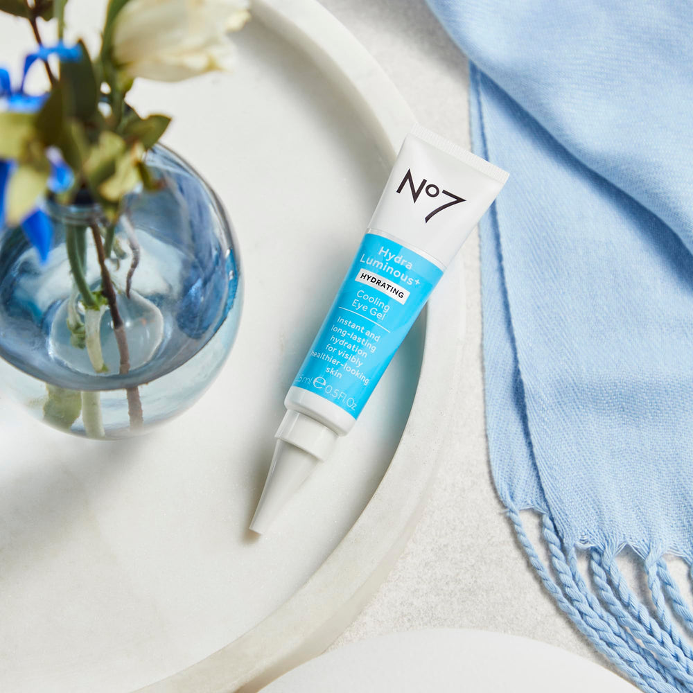 No7 HydraLuminous+ Pollution Shield protects eye-area skin from pollutants.