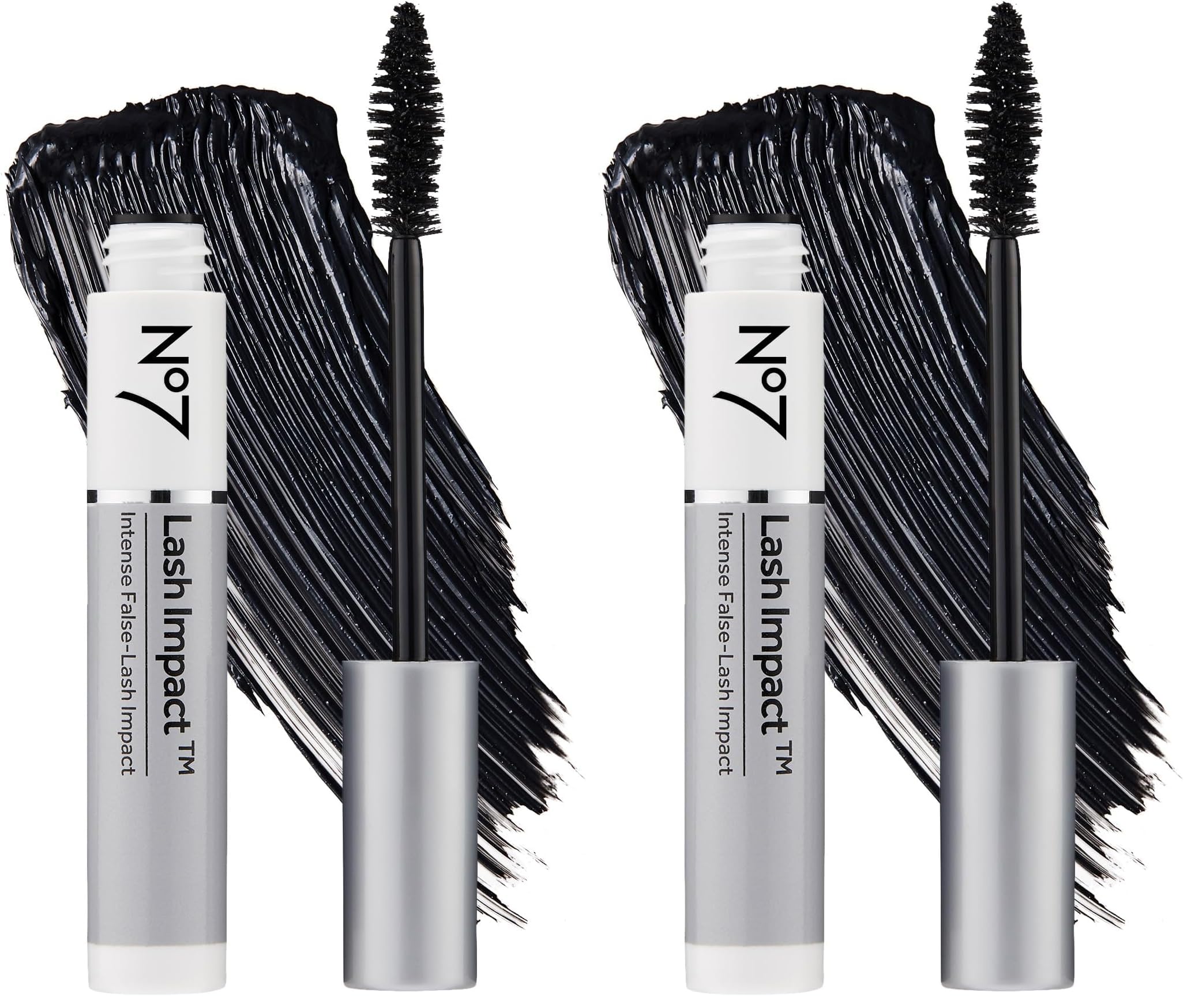 No7 Lash Impact Mascara bottle close-up with sleek packaging and rich black formula.