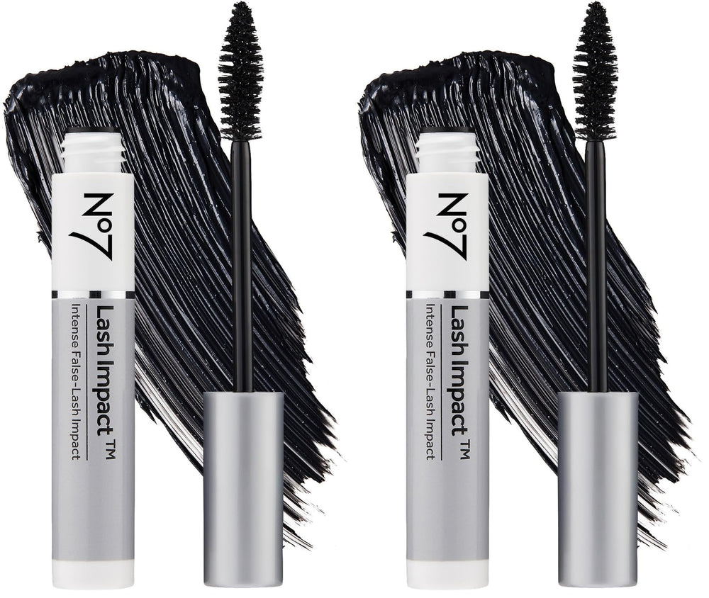No7 Lash Impact Mascara bottle close-up with sleek packaging and rich black formula.
