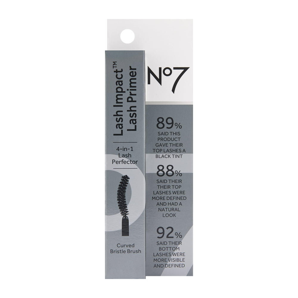 No7 Lash Impact Primer curved brush detail for even distribution.