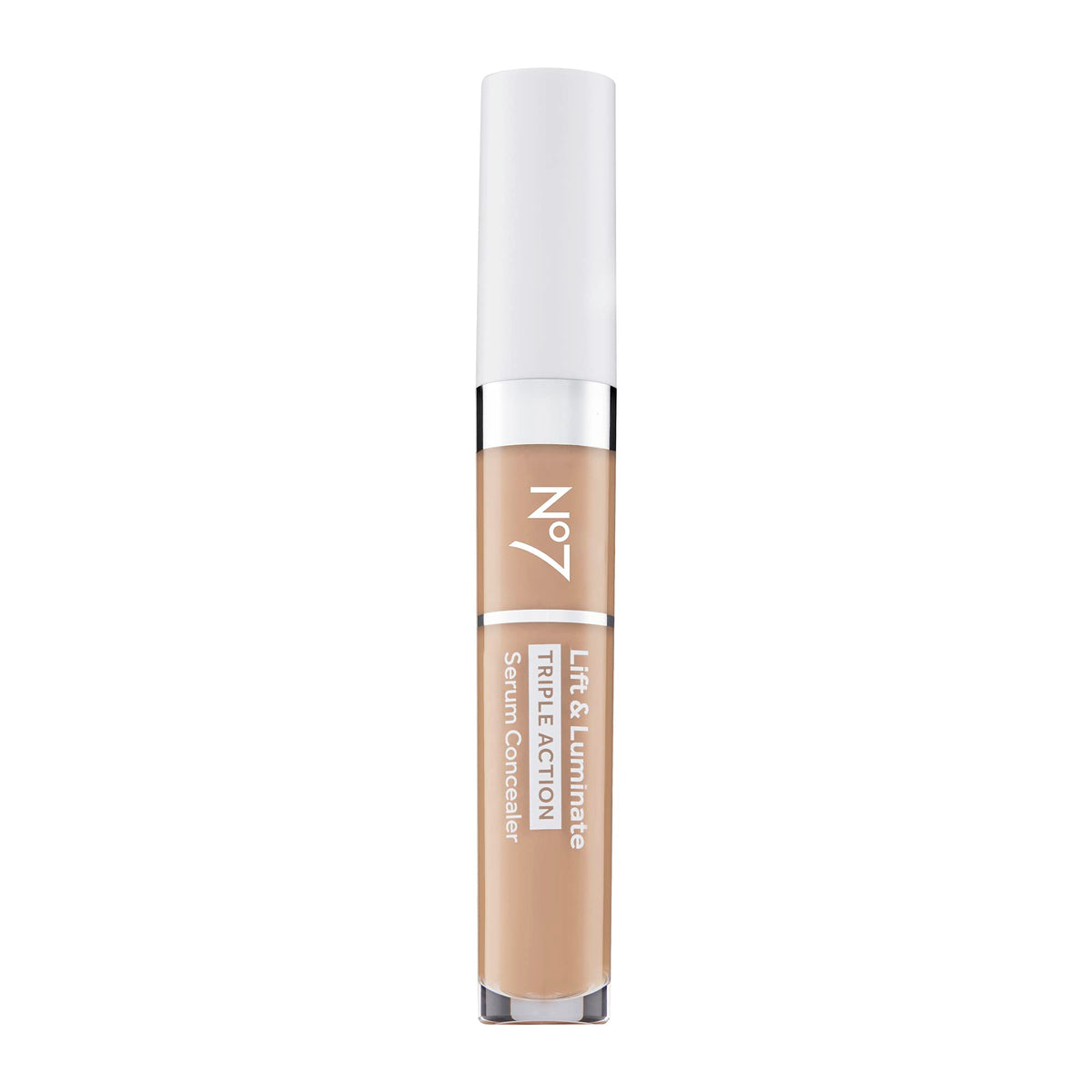 No7 Lift & Luminate concealer bottle application for smooth, brightened skin and long-lasting wear.