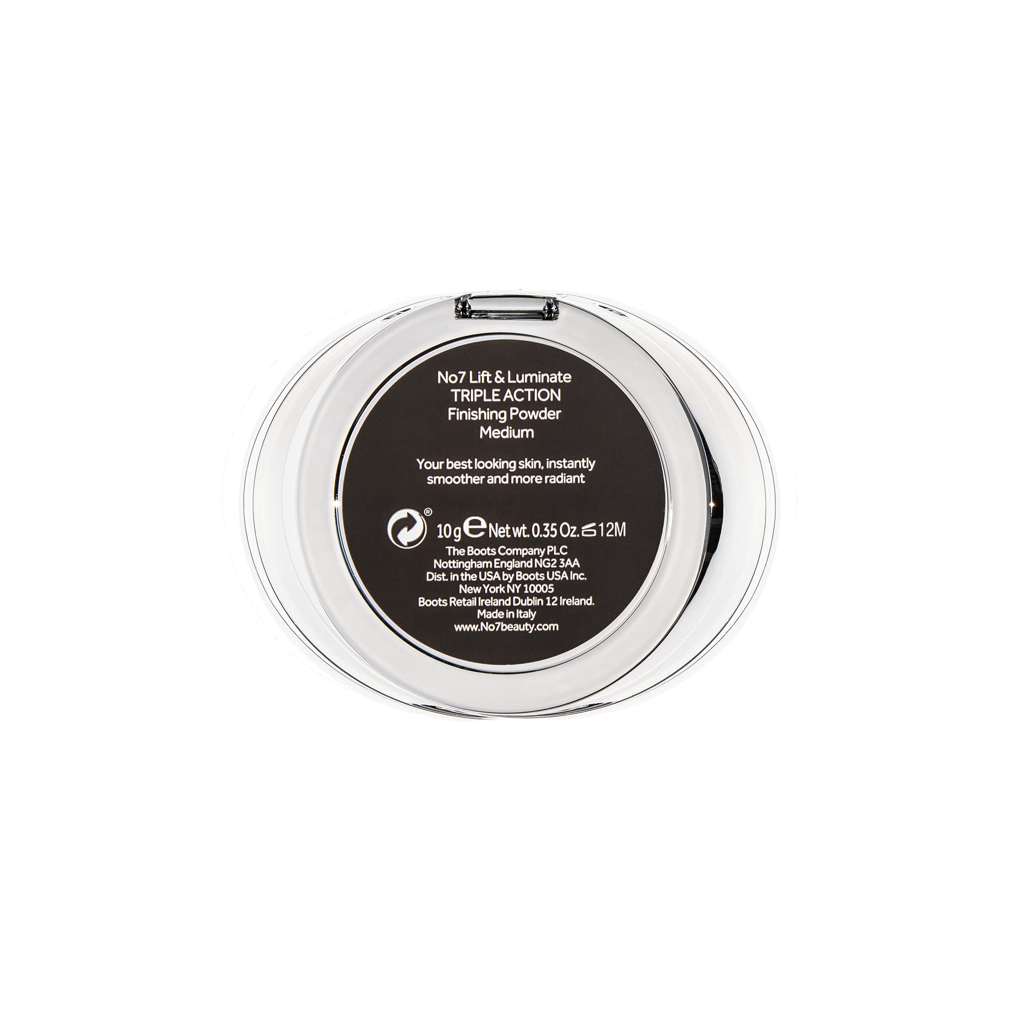 No7 Lift & Luminate powder showing glow finish for natural radiance.