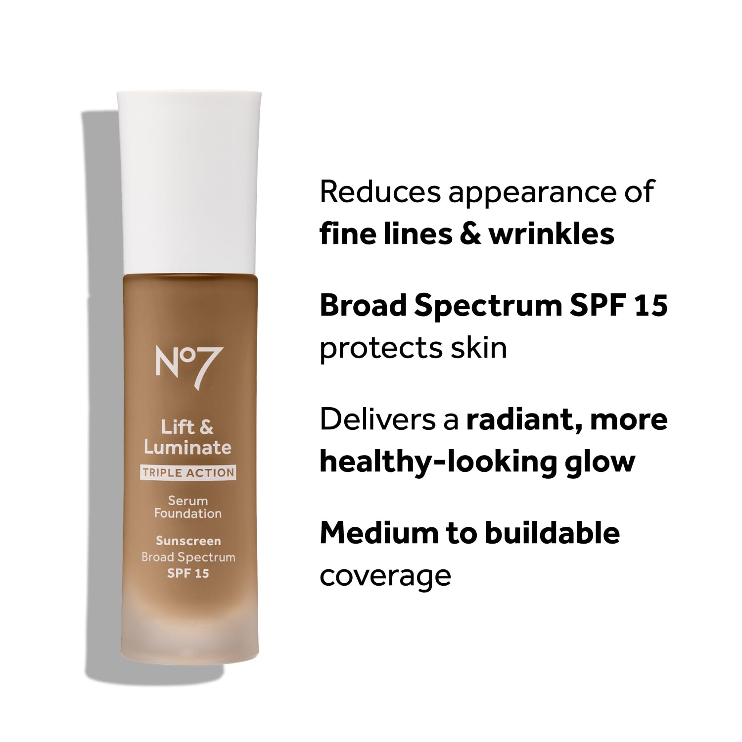 No7 Lift & Luminate SPF 15 label implies daily sun protection