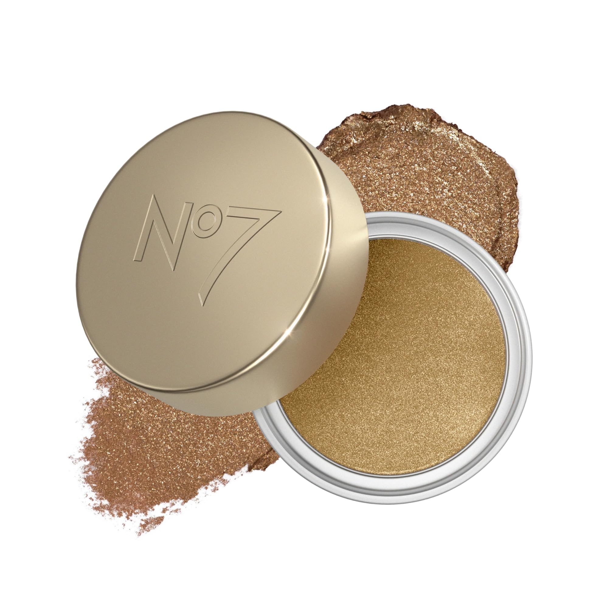 No7 Pro Artist Gilded Glimmer compact close-up shows luxurious shimmer for easy, buildable color.