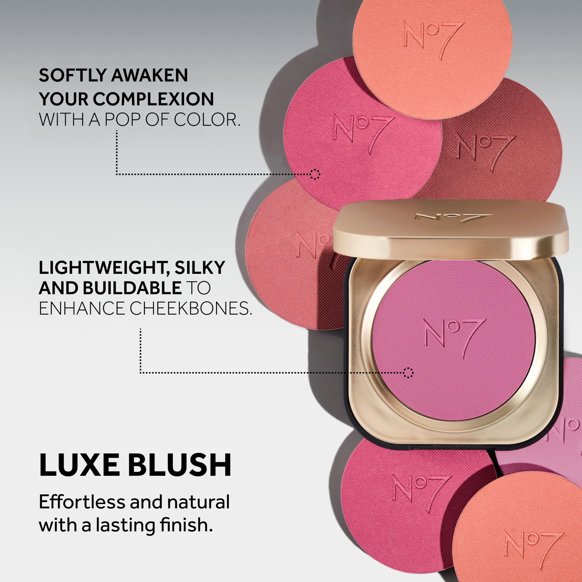 No7 Pro Artist Luxe Powder Blush soft focus finish for smooth texture