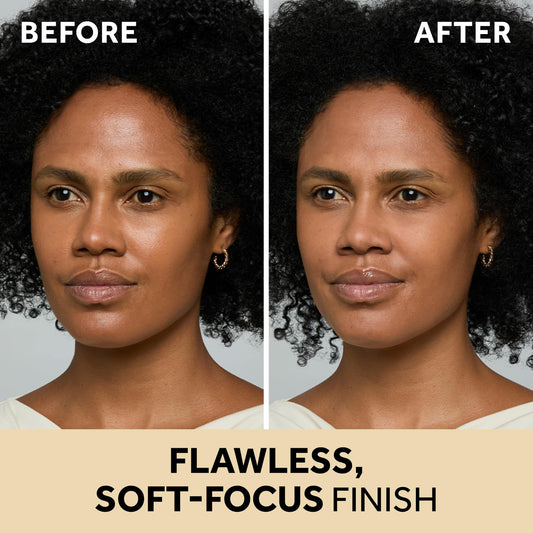 No7 Pro Artist powder being applied with a brush for soft-focus blur.