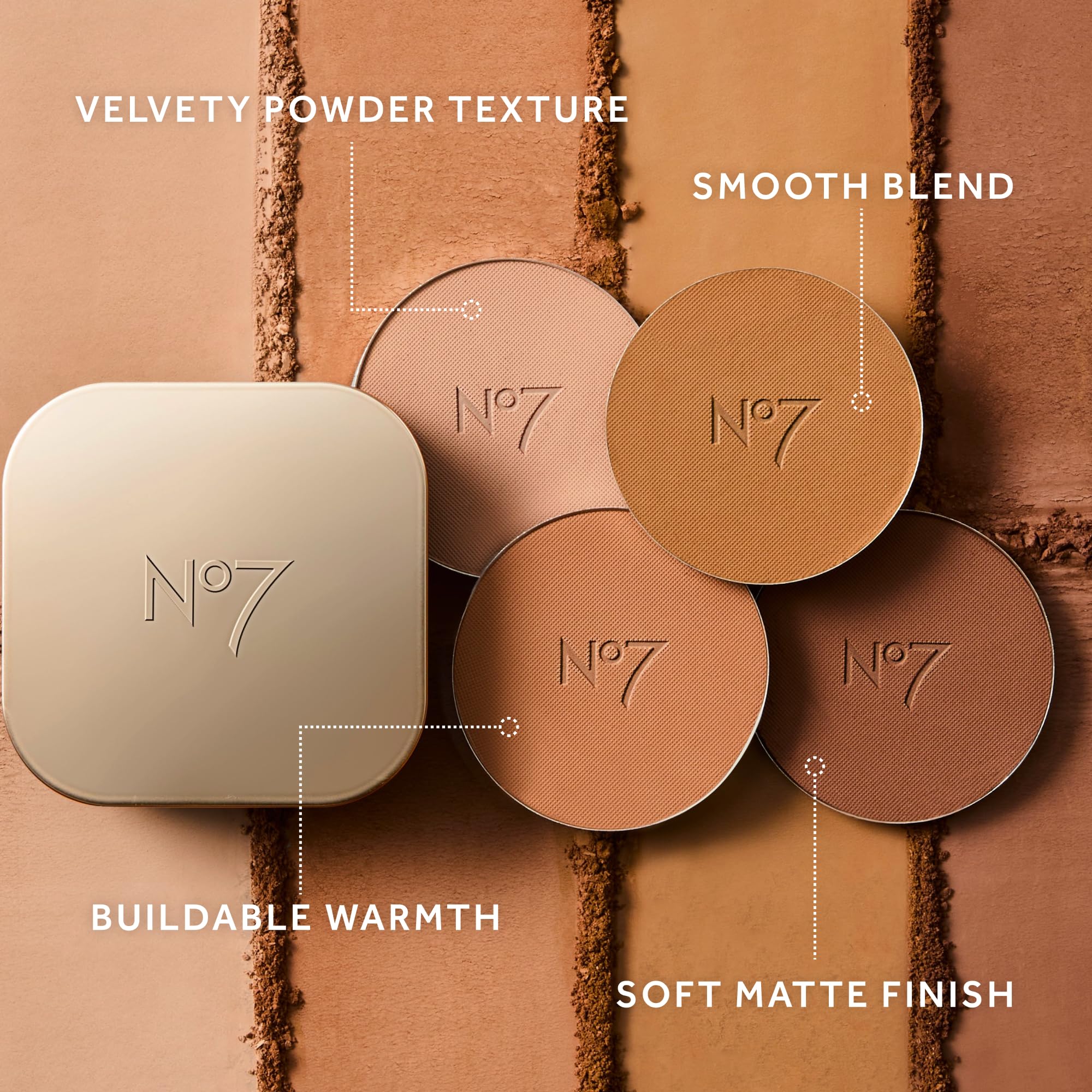No7 bronzer adds sun-kissed warmth on cheeks with subtle depth.