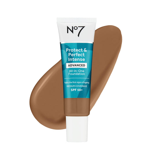 No7 Protect & Perfect Deeply Bronze bottle showing shade depth and smooth finish