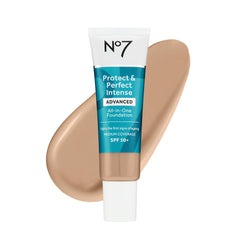 No7 Protect and Perfect foundation bottle close-up showing hydrating base