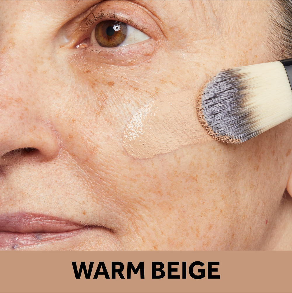 No7 Protect and Perfect foundation swatch on skin for buildable coverage