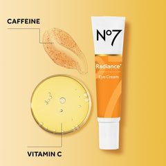 No7 Radiance+ vitamin C and caffeine for a brighter, awake look around the eyes