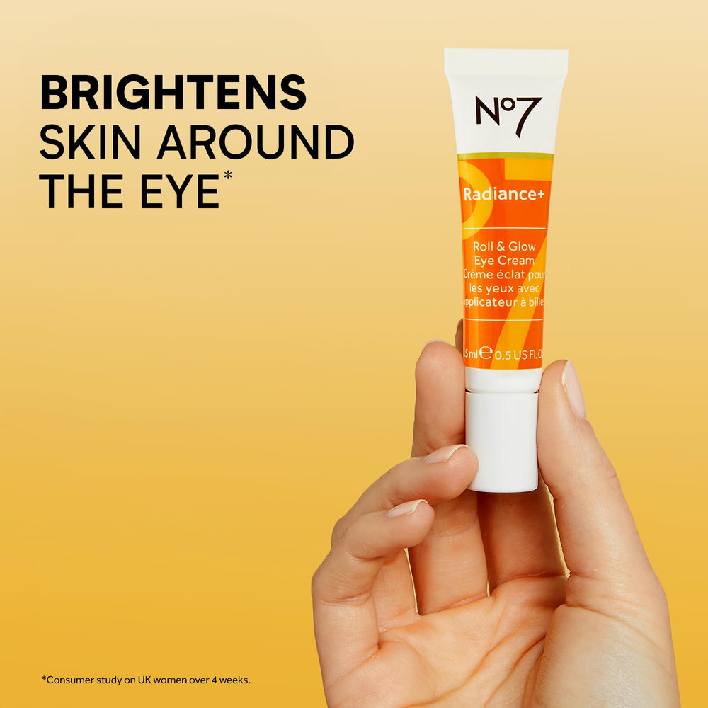 No7 Radiance+ tri-ball applicator delivering a cooling touch on the eye area