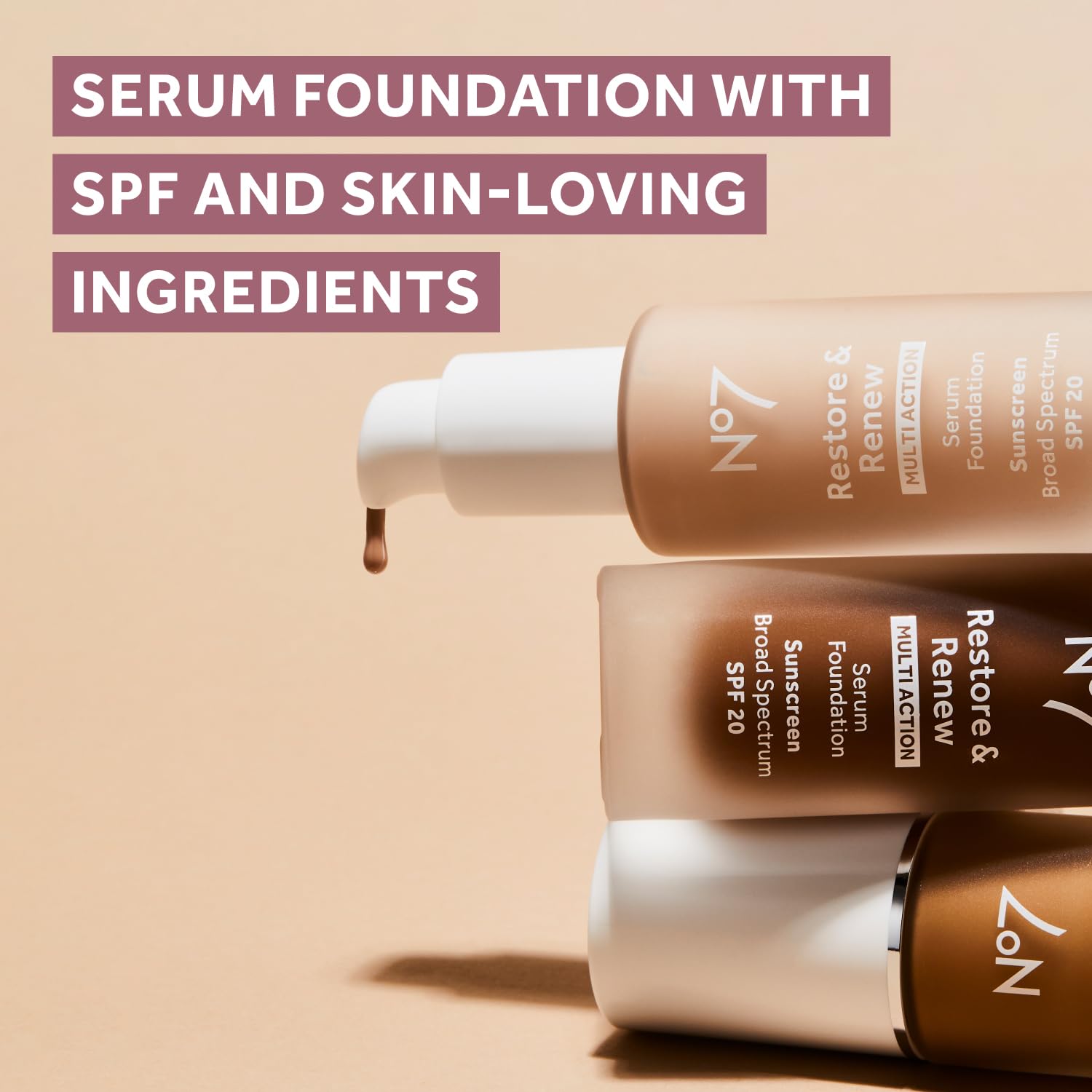 No7 Restore & Renew shade Wheat, ideal match for warm light-to-medium complexions.