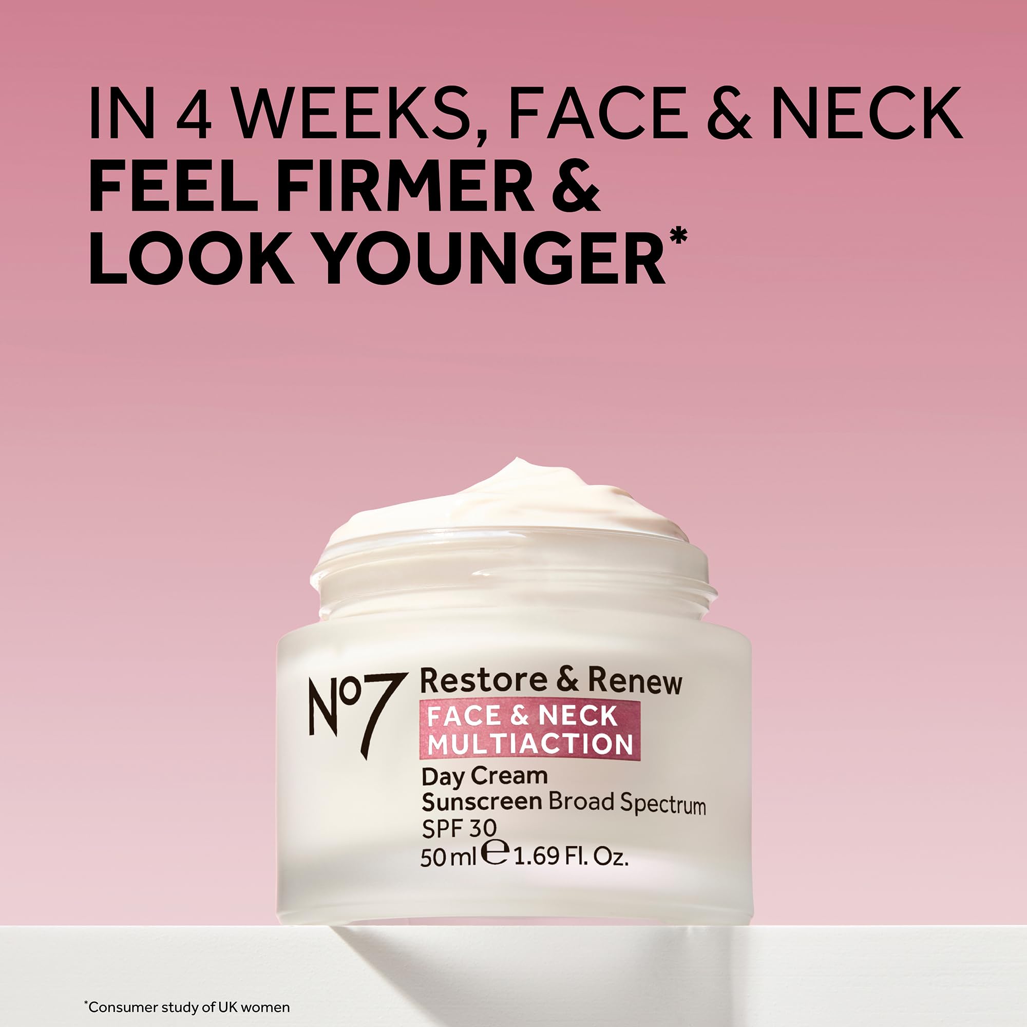 No7 cream being applied to the neck for firmness.
