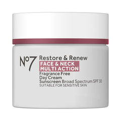 No7 Restore & Renew SPF30 day cream tube delivering daily hydration.