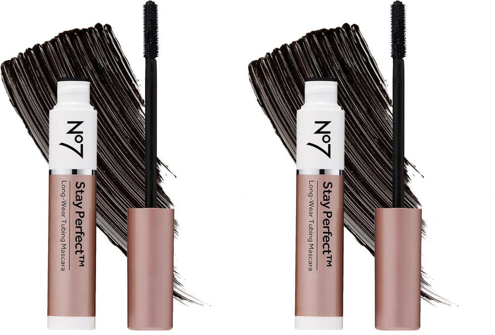 No7 Stay Perfect Mascara with straight brush for fuller lashes from root to tip.