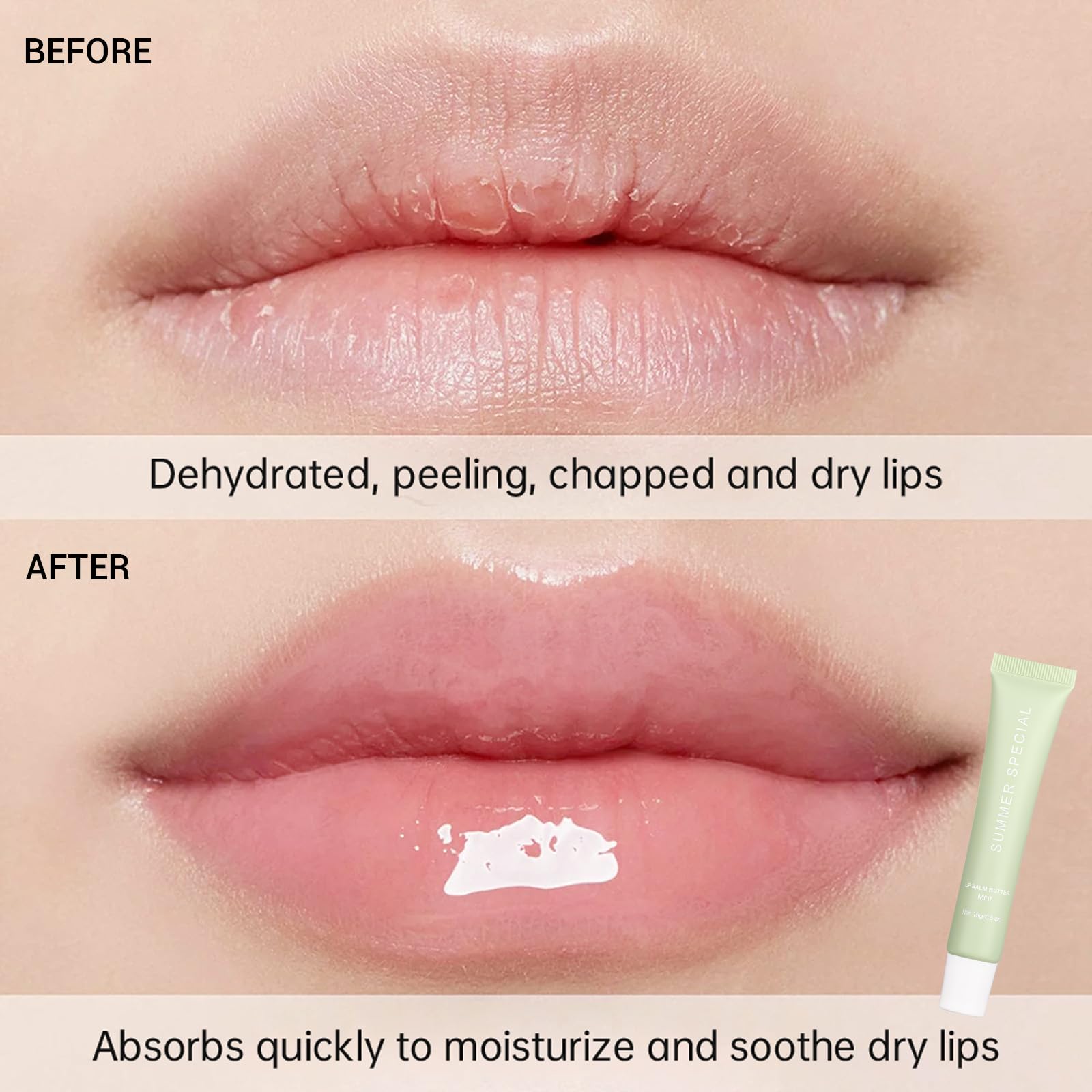 Nobeka Lip Butter Kit glossy lips closeup with soft shine