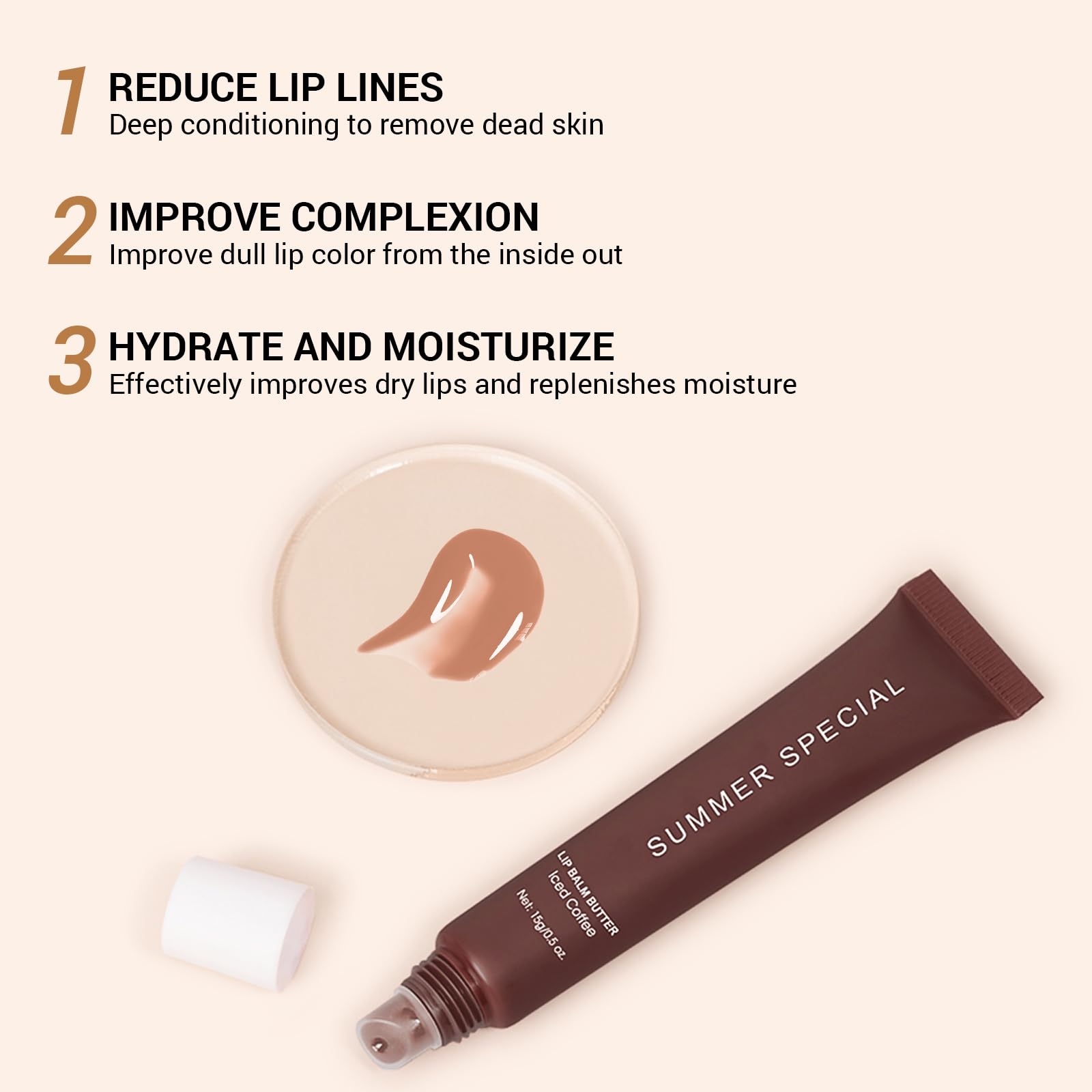 Nobeka Lip Butter Kit iced coffee warm brown swatch with depth