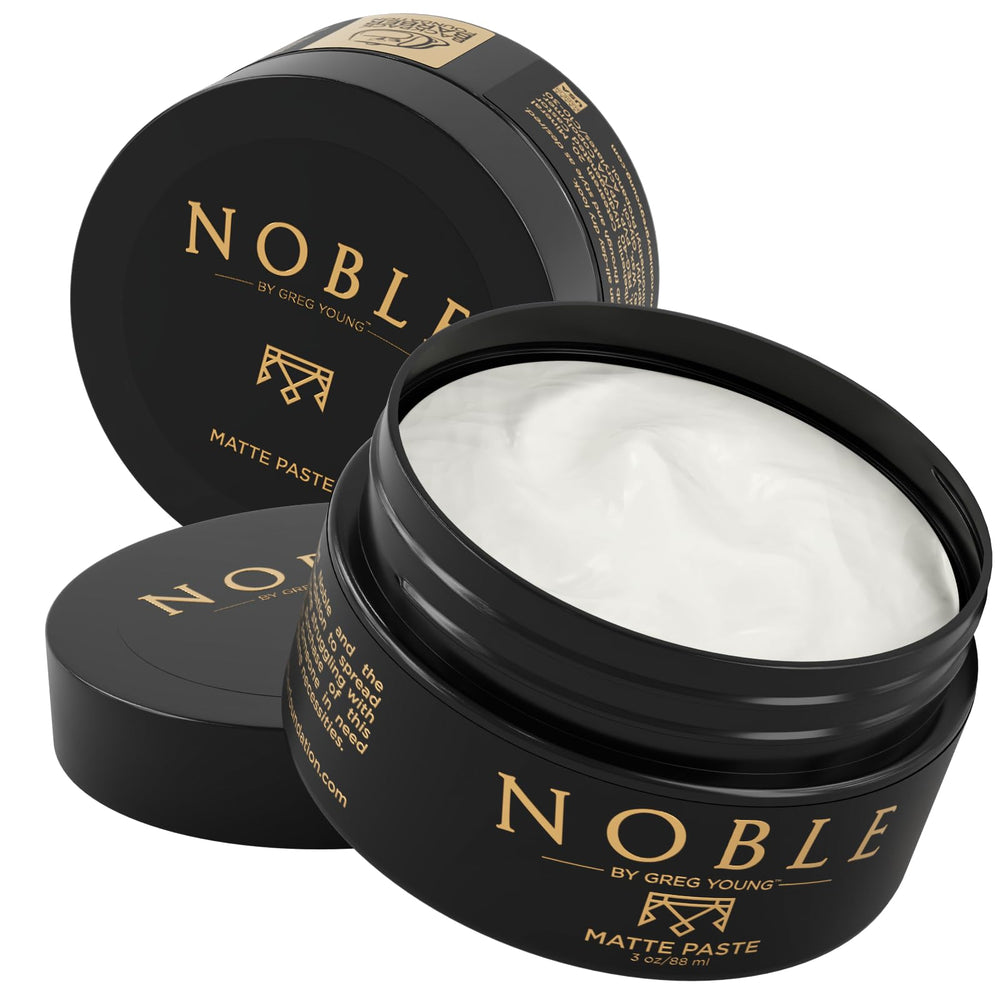 Noble By Greg Young strong hold matte hair paste jar for all-day control